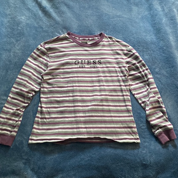 Long Sleeve Striped Guess Shirt: Meduim - Picture 2 of 3